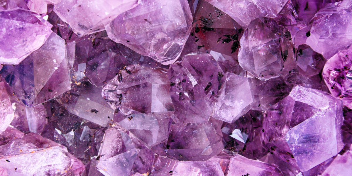 Purple amethyst crystals.