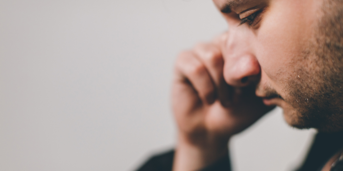 A worried man in profile